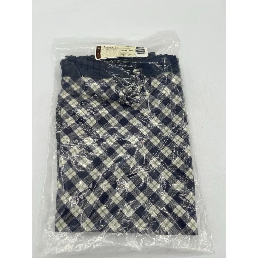 Longaberger Fabric Liner Blue Ribbon Plaid for Crafting Basket 28682148 NEW NIP‎